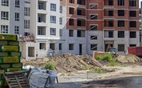 Large construction site. The process of capital construction of a high-rise r Stock Photos