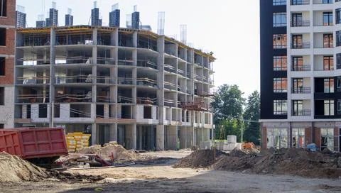 Large construction site. The process of capital construction of a high-rise r Foto stock