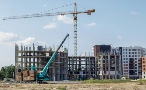 Large construction site. The process of capital construction of a high-rise r Stock-Fotos