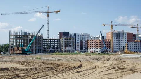 Large construction site. The process of capital construction of a high-rise.. Stock Photos