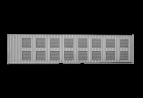 A large container with a crypto farm 스톡 사진