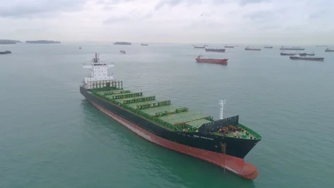 Large container ship Aerial view Stock Footage 72929911
