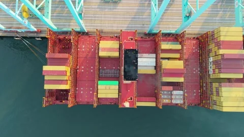 Large Container Ship Docked Stock Footage 335775796