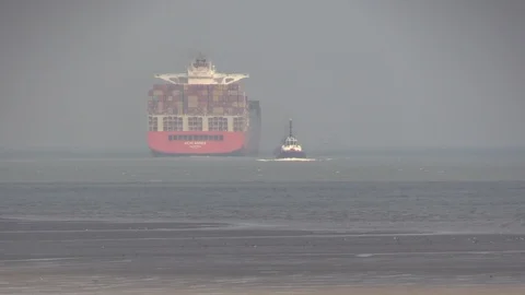 Large Container Ship Stock Footage 92038317