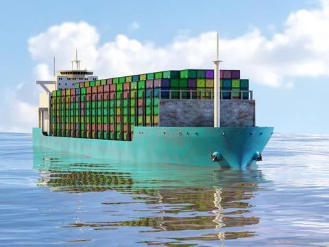 Large container ship with full cargo load Stock Illustration
