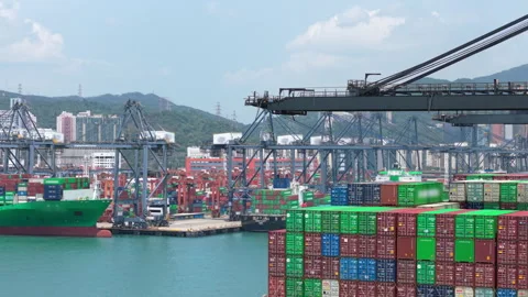 Large Container Ship Loaded With Colorful Cargo Containers Stock Footage 340772763
