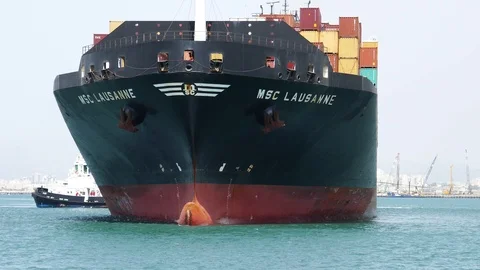 Large container ship in motion 4k intro outro for business  Stock Footage 89952967