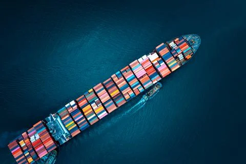 Large Container Ship Navigating Open Ocean Near Laem Chabang Thailand High .. 库存照片
