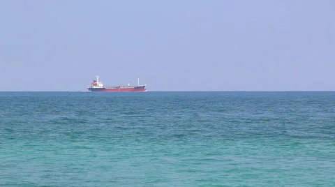 Large Container Ship Sailing In Coast (1 ship) Stock Footage 49214833