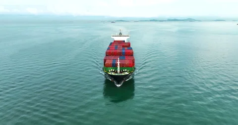 Large Container Ship Sailing Through Open Sea Waters Navigating Global Ship.. Video stock 336304708