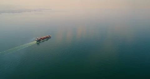 Large container ship at sea. Mega container ship at sea. 4K Aerial Footage Stock Footage 94764457