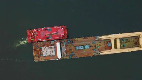 Large container ship at sea - Top down Aerial Stock Footage 156567568