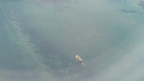 Large container ship seen from airplane ocean Stock Footage 224809709