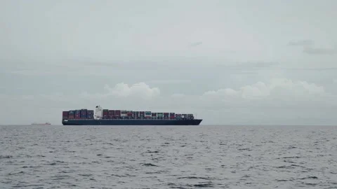 A large container ship for transporting goods. Stock Footage 132144335