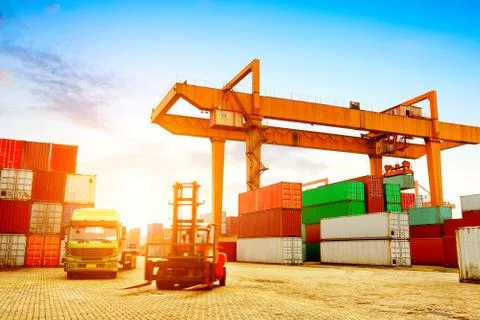 Large Container Terminal Stock Photos