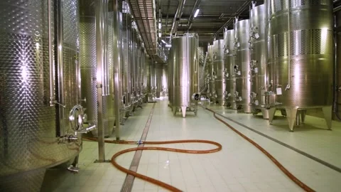Large containers with grape juice at the winery Stock Footage 169136887