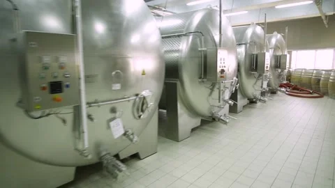 Large containers with grape juice at the winery Stock Footage 169137292