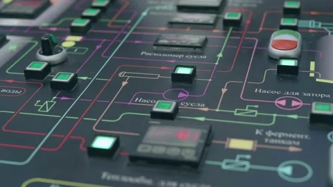 Large control panel in a brewery Stock Footage 158264592