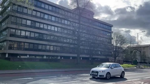 Large Converted Office Block Turned Residential Apartments in UK City Stock-Footage 332517663