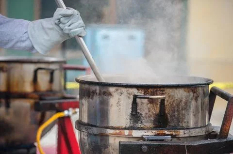Large cooking pot for large quantities Stock Photos