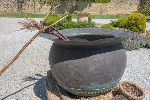 Large copper cauldron Stock Photos