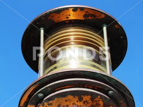 Large Copper Lantern with a Blue Sky Background Stock Photos