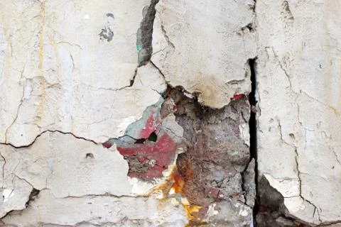 Large crack in the concrete beam Stock Photos