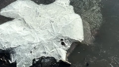 Large cracked ice sheet floating Stock Footage 338174068