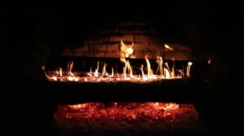Large Crackling Fireplace 스톡 동영상 48274956