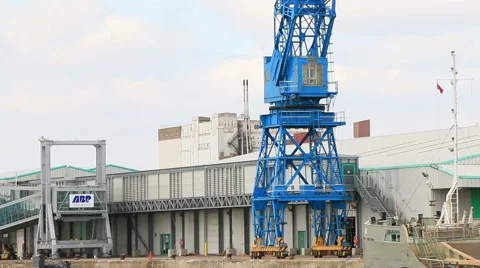 Large crane and docks Stock Footage 46101580