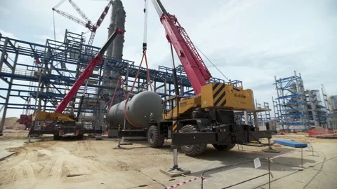 A large crane on the back of a truck Video stock 138217529