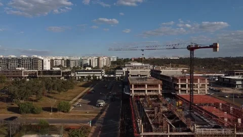 A Large crane being used for the construction of a new apartment building Video stock 245767709