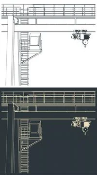 Large crane closeup Stock Illustration