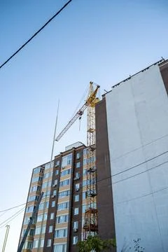 A large crane, Construction of houses Foto stock