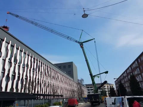 Large crane doing construction work in the city of Copenhagen  Stock Photos