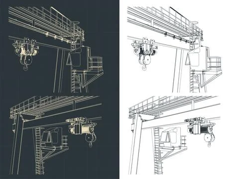 Large crane drawings closeup Illustrazione stock