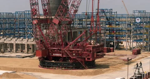 A large crane on a giant construction site Stock Footage 138217999