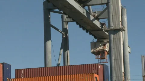 Large cranes moving containers Stock Footage 135724