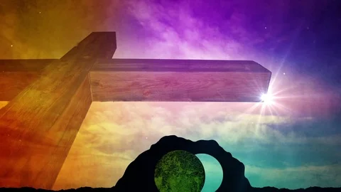 Large Cross Over The Open Grave Stock Footage 73932152