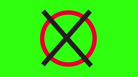 Large Cross Symbol Animation with Red Ban Circle for Cancel,Error 4k,2k Stock Footage 310915448