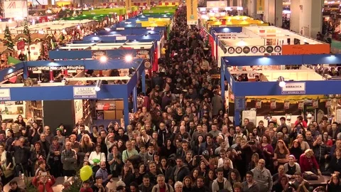 Large Crowd Of Busy exhibition time lapse Stock Footage 71618662