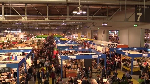 Large Crowd Of Busy exhibition time lapse Stock Footage 71618667