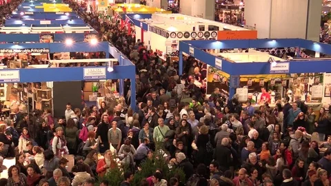 Large Crowd Of Busy exhibition time lapse Stock Footage 71619226