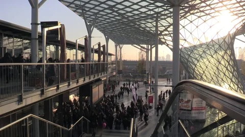 Large Crowd Of Busy exhibition time lapse Stock Footage 71620412