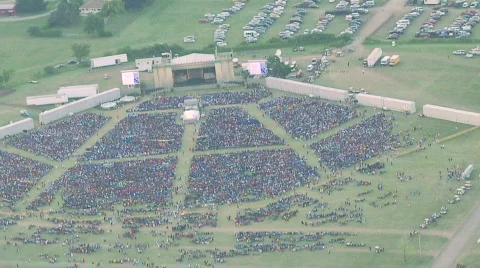 Large crowd closeup from the air Stock Footage 521078