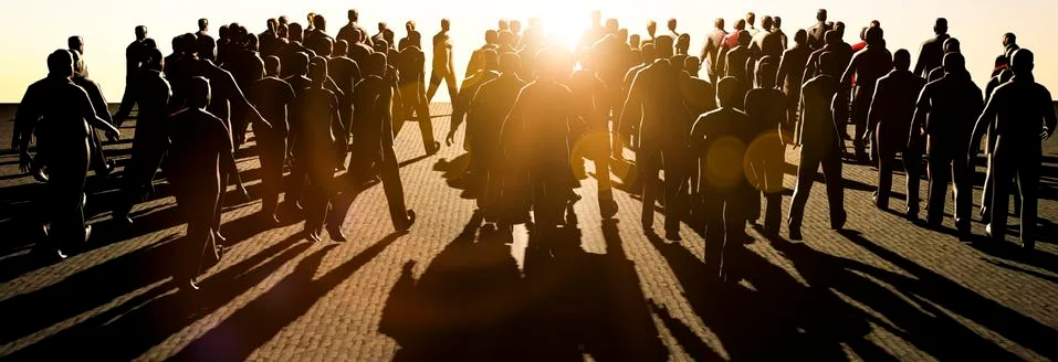 Large crowd of commuters 3d render concept イラスト素材
