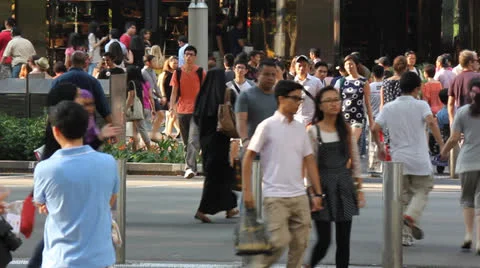 Large crowd crossing street Stock Footage 24851064