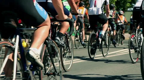 Large crowd of cyclist on road Stock Footage 31548169
