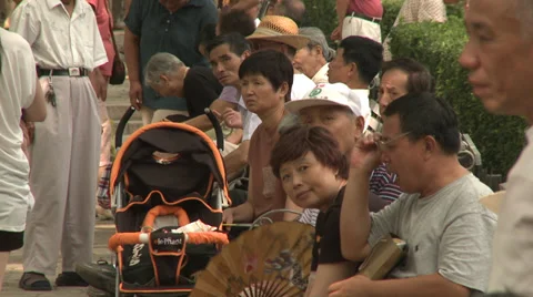 Large crowd dancing under trees 7 Stock Footage 37705108