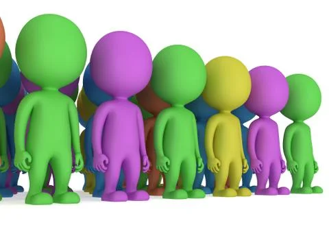 A large crowd of different people stand on white Stock Illustration